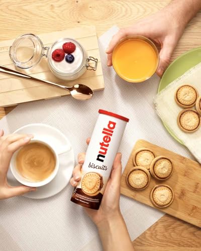 Nutella Chocolate Biscuits, Snacks, Party Food, Crunchy Biscuits with Creamy Nutella Spread Tube of 12 Biscuits, 166g