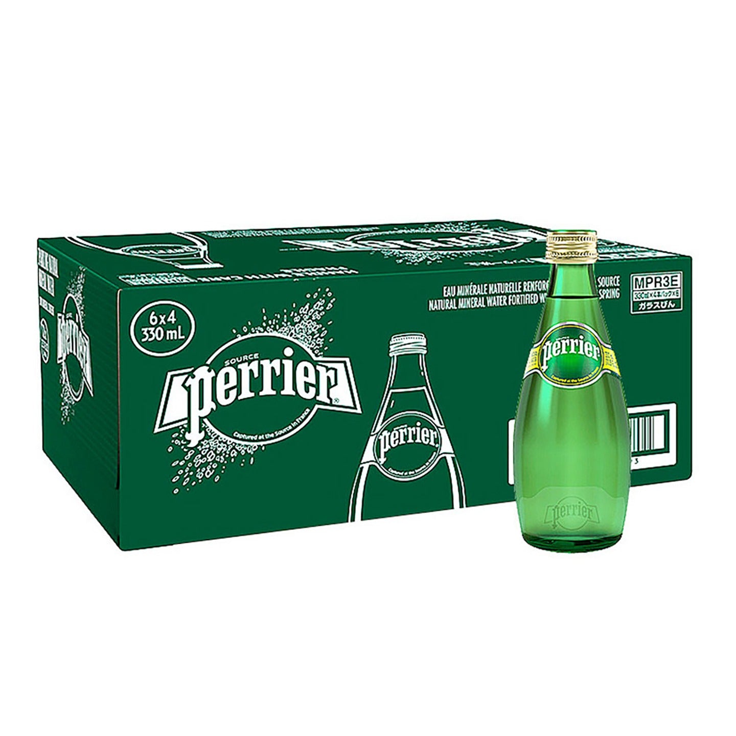 Perrier Carbonated Sparkling Mineral Water Bottle 330ml, (Pack of 24)