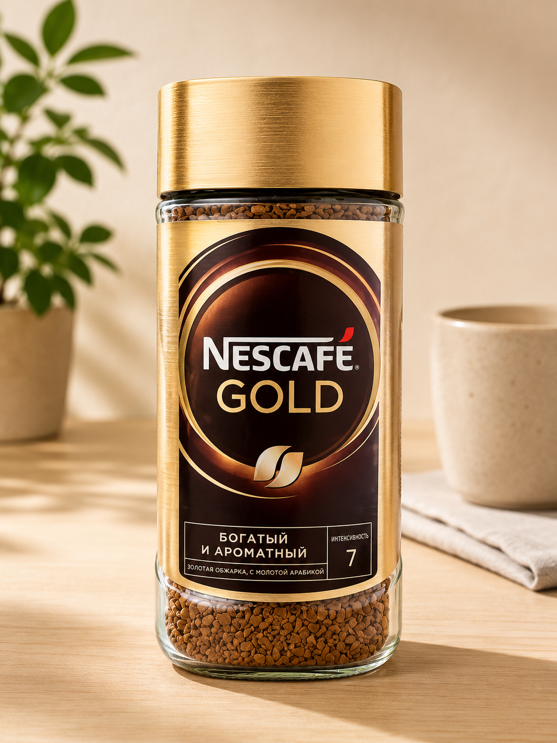 Nescafe Gold Instant Coffee, Rich and Fragrant, Intensity Level 7, Glass Jar, 190g (From Russia)