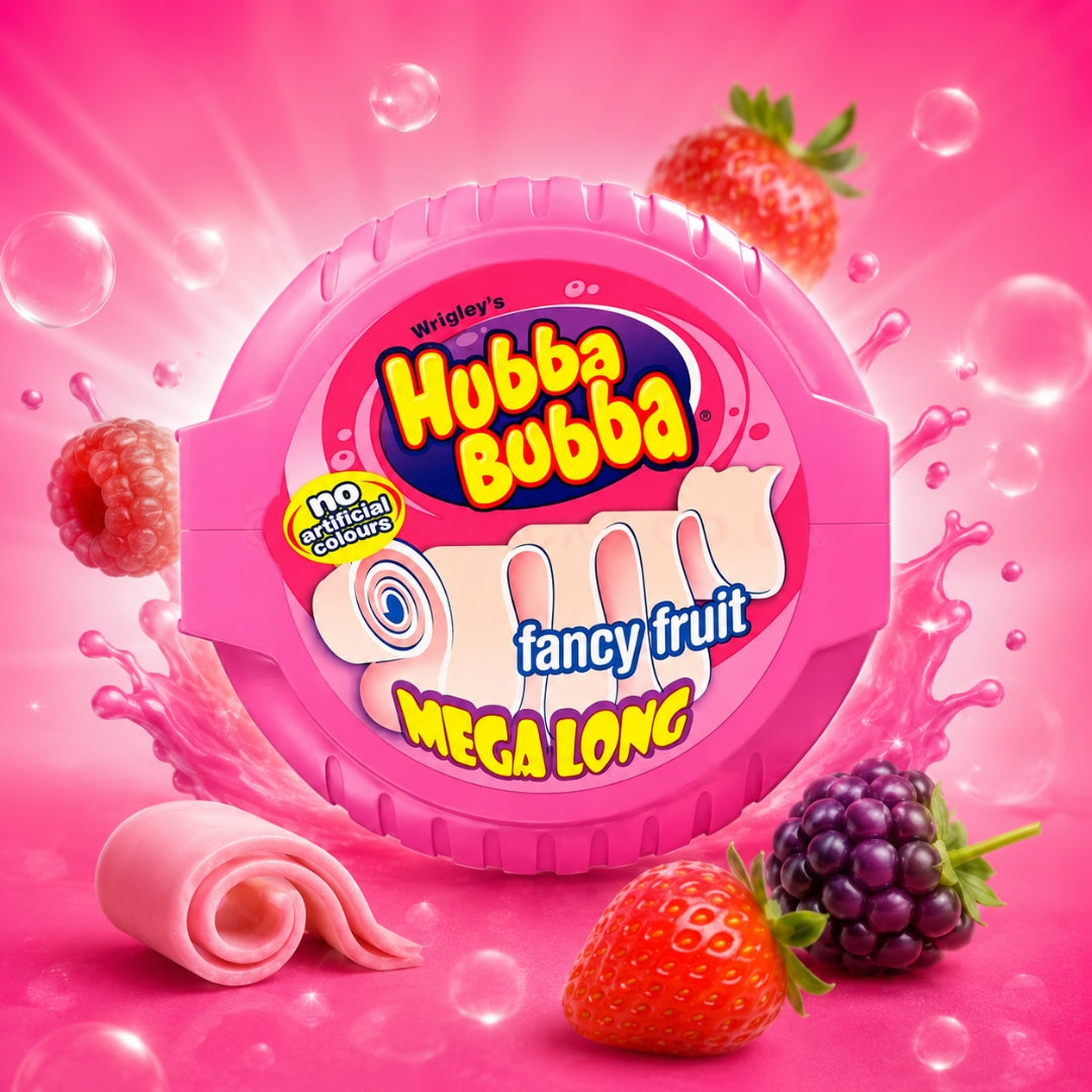 Hubba Bubba Fancy Fruit, Mega Long 56 g | Chewing Gum | Hubba Bubba Imported Chewing Gum