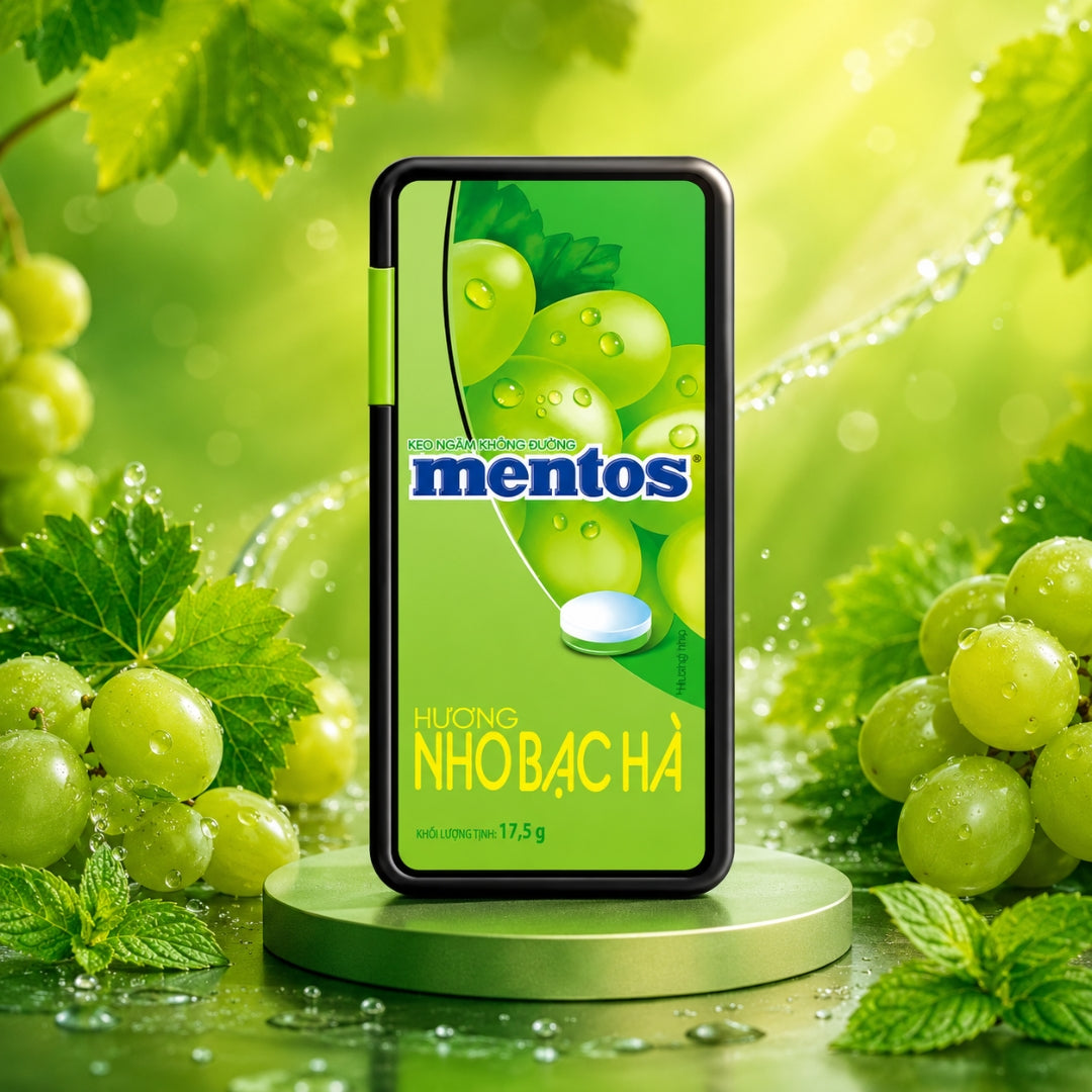 Mentos Grape Mint Flavour Sugar Free Candy,17.5g (Product Of Vietnam)