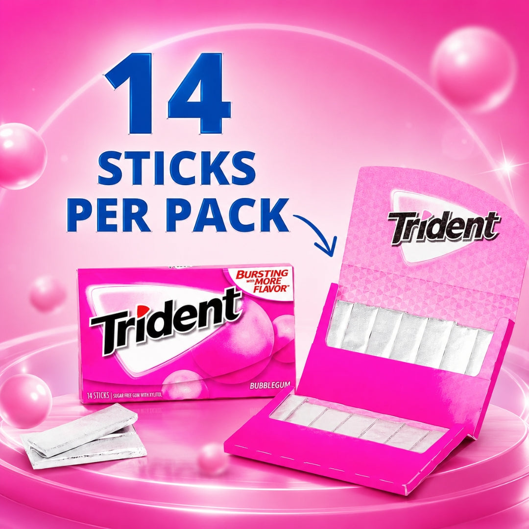 Trident Sugar-Free Chewing Gum – 1 Sticks | Assorted Flavors (Spearmint, Watermelon, Pineapple, Cinnamon, Bubblegum & More)