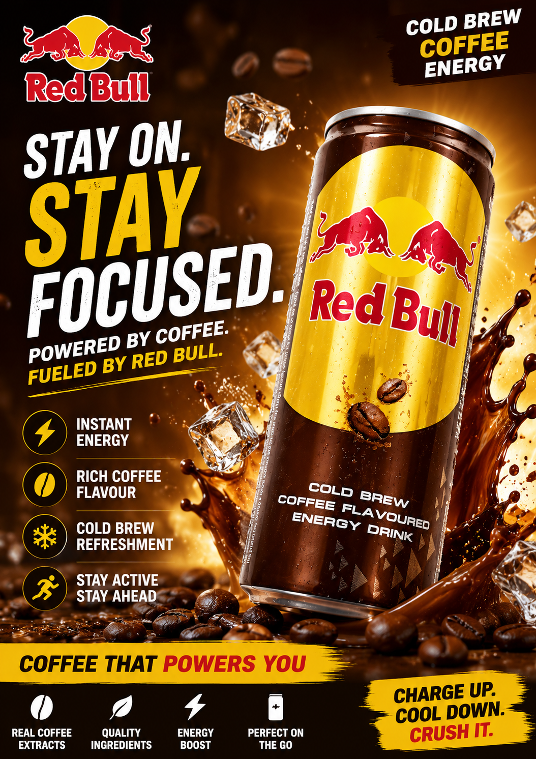 Red Bull Cold Brew Coffee Flavoured Energy Drink | Premium Coffee Energy Beverage | 250ml
