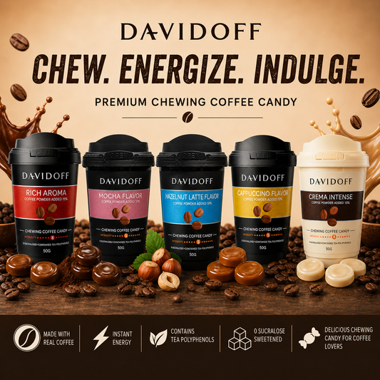 Davidoff Premium Coffee Candy Combo Pack – Cappuccino, Mocha, Hazelnut & Crema Intense Flavors