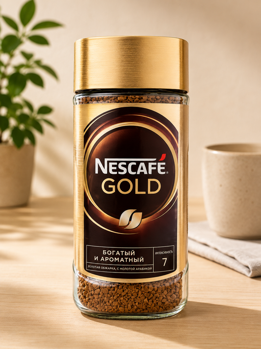 Nescafe Gold Instant Coffee, Rich and Fragrant, Intensity Level 7, Glass Jar, 190g (From Russia)
