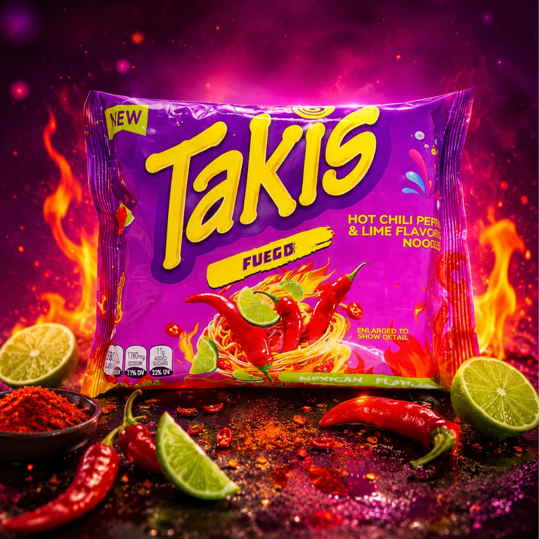 Takis Fuego® Hot Chili Pepper & Lime Flavored Noodles • Mexican Style Extreme Spicy Heat Flavor • Ready to Cook, 4.94 oz ℮ 140 g