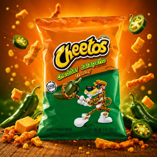 Cheetos Frito-Lay Cheddar Jalapeno Crunchy Pouch, 226.8 G