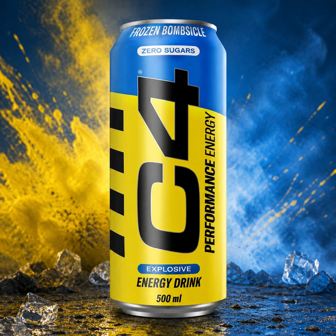 C4 Performance Energy Drinks Frozen Bombsicle Flavor Zero Sugars Energy Drink, Explosive, 500 ml Can (UK)