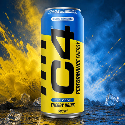 C4 Performance Energy Drinks Frozen Bombsicle Flavor Zero Sugars Energy Drink, Explosive, 500 ml Can (UK)