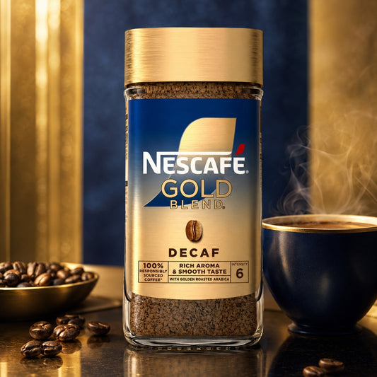 NESCAFE GOLD BLEND Decaf Instant Coffee, Rich Aroma and Smooth Taste, 100% Responsibly Sourced Coffee, 95g Intensity 7 (From UK)