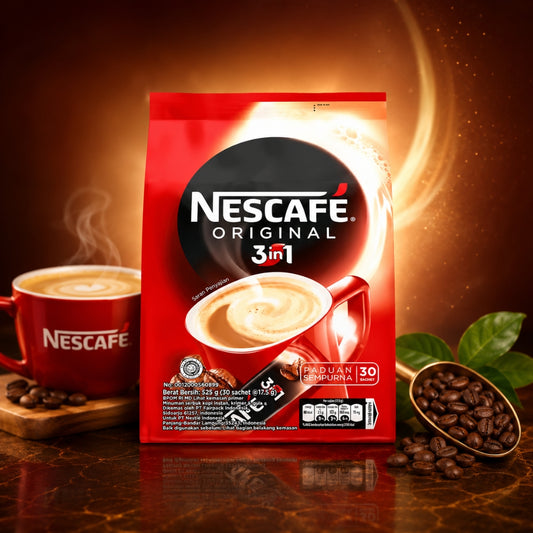 Nescafe 3 In 1 Original Soluble Coffee Beverage, 30 Sachets Bag Instant Coffee 525 G ground