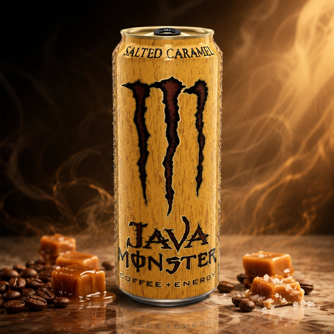 Monster Energy Java Salted Caramel Coffee + Energy Drink- 443ml Can| Smooth Coffee with Sweet & Salty Caramel Flavor | High Caffeine Ready to Drink Energy Beverage | Boost Energy, Focus & Performance - (Imported-USA)
