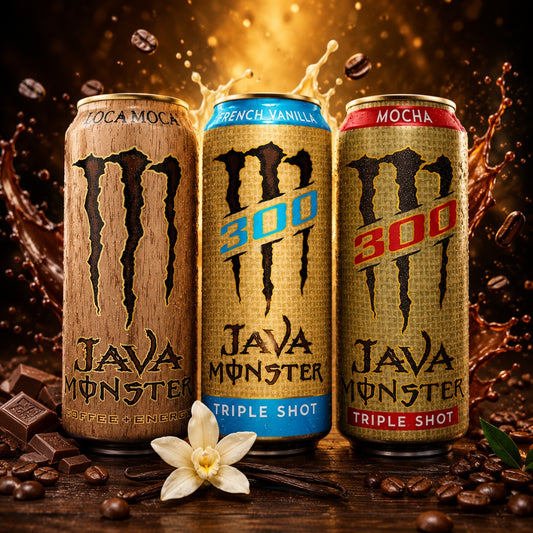 Monster Java Triple Shot Energy Coffee Drink Combo – Loca Moca, French Vanilla, & Mocha | High Caffeine Gaming Energy Drink | Coffee + Energy for Gamers, Streamers, Night Play & Long Sessions (443ml Cans) - (Imported-USA)