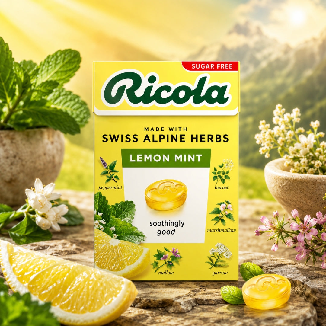 Ricola Lemon Mint Sugar Free Swiss Alpine Herb Candies 40g