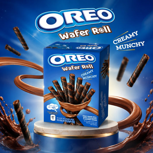 Oreo Wafer Rolls – Chocolate & Cream Filled Crispy Wafer Sticks | Creamy & Crunchy Snack