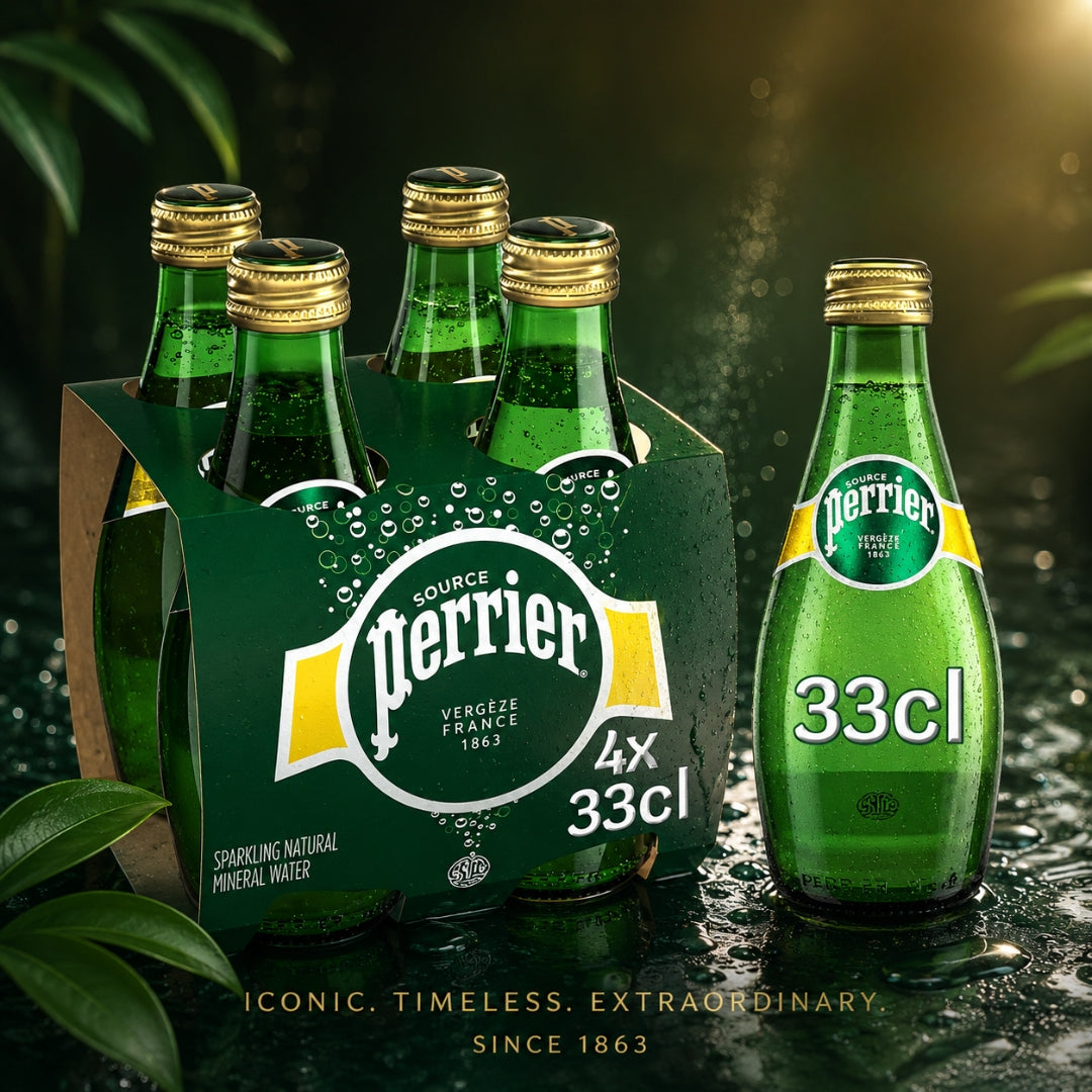 Perrier Carbonated Mineral Water • Water Captured at the Source in France, 11.16 fl oz ℮ 330 ml, 4 Pack