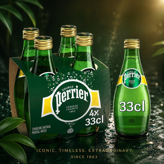 Perrier Carbonated Mineral Water • Water Captured at the Source in France, 11.16 fl oz ℮ 330 ml, 4 Pack