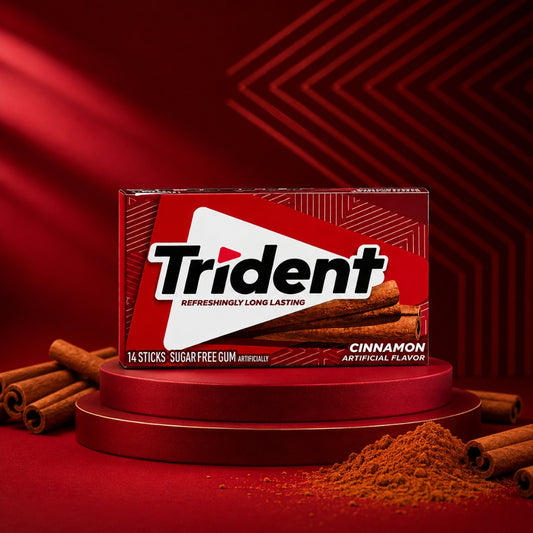 Trident Cinnamon Sugar Free Gum with Xylitol – 14 Sticks Pack | Warm Spicy Long-Lasting Flavor