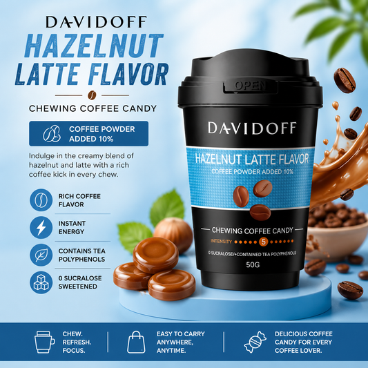 Davidoff Hazelnut Latte Flavor Coffee Candy – Premium Rich Coffee Powder Sachets